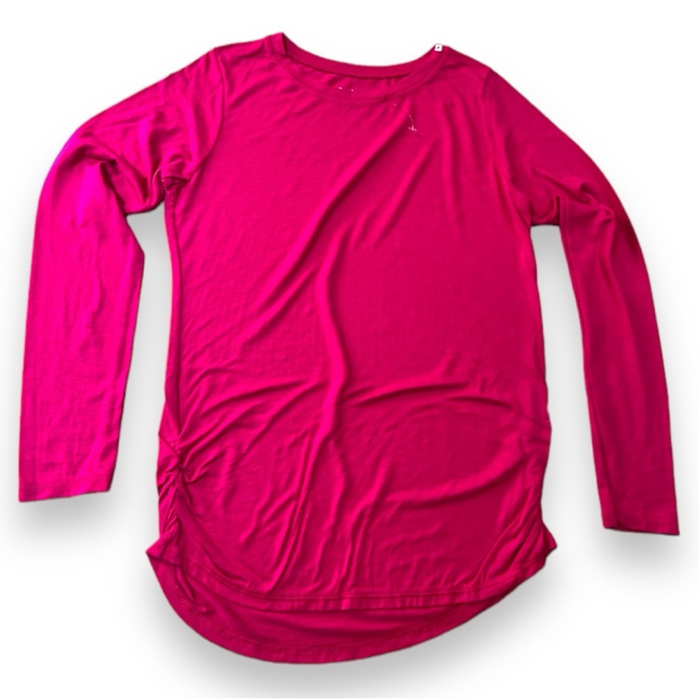 Hanes Pink Long Sleeve Shirt With Gathered Side